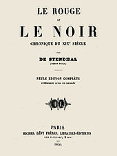Le Rouge et le Noir, Titelblatt von 1854 (Quelle: Wikimedia)