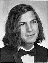 Jobs's 1972 Homestead High School yearbook photo Steve Jobs in 1972 Pegasus (retouched).jpg