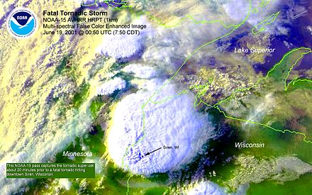 Satellite view of a supercell