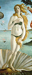 Detail uit Botticelli's De geboorte van Venus