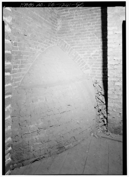 File:THIRD FLOORR, NORTHEAST REAR, DETAIL OF BRICK CONSTRUCTION OF APSE CEILING, NORTHWEST ROOM, LOOKING SOUTH - Monumental Church, 1224 East Broad Street, Richmond, Independent City, HABS VA,44-RICH,24-56.tif