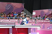 Deutsch: Beachhandball bei den Olympischen Jugendspielen 2018; Tag 4, 9. Oktober 2018; Mixed, Spiel um Bronze, Männer – Truls Möregårdh (SWE) Vs Lin Yun-ju (TPE) 1:3 English: Table tennis at the 2018 Summer Youth Olympics at 9 October 2018 – Mixed Bronze Medal Match, Men – Truls Möregårdh (SWE) Vs Lin Yun-ju (TPE) 1:3