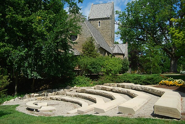 Stone memorial for Freedom Summer at Kumler Chapel at Miami University