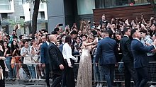 Taylor Swift greeting fans at the 2022 Toronto Film Festival