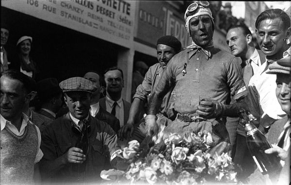 Nuvolari after winning the 1932 French Grand Prix