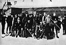 Members of the Bury Fen Bandy Club, an English bandy team in 1913 Team England Bandy 1913.jpg