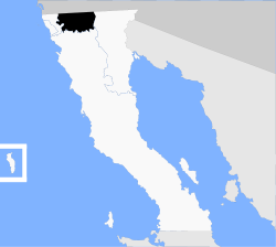 Vị trí của đô thị trong bang Baja California