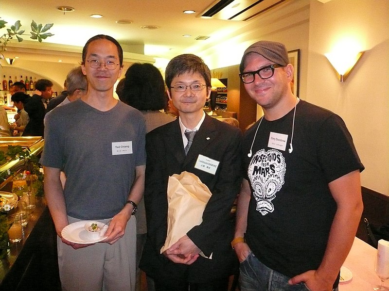 File:Ted Chiang, Kamike-san, Cory Doctorow, Hayakawa Reception, Tokyo, Japan.jpg