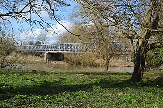 View of the southern elevation from the east bank of the Trent Temporary bridge over River Trent (geograph 3877911).jpg