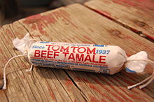Chicago-style tamale, used to make a mother-in-law Tom-Tom-brand-tamale.jpg