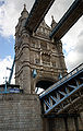 Tower Bridge south tower from the River Thames.