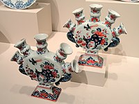 Two Flower Vases, early 18th century, Delft, Netherlands, tin-glazed earthenware - Art Institute of Chicago - DSC09988.JPG