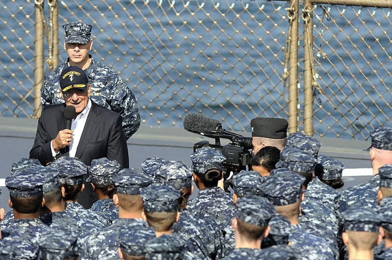 File:U.S. Secretary of Defense Leon E. Panetta, civilian clothes, speaks to Sailors aboard the U.S. 7th Fleet command flagship USS Blue Ridge (LCC 19) Oct. 26, 2011, in Yokosuka, Japan 111026-N-XG305-530.jpg