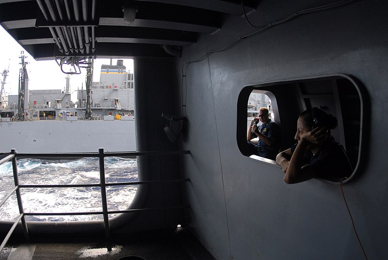File:US Navy 080721-N-7730P-071 Boatswain's Mate Seaman Nicole Barragan stands the deck control watch.jpg