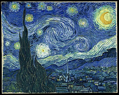 Vincent van Gogh, The Starry Night, 1889, The Museum of Modern Art, New York City. Post-Impressionism