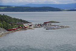 View of Vangshylla as seen from Skarnsund Bridge