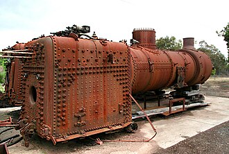 Firebox and boiler, in storage Victorian Railways J class boiler and firebox.jpg