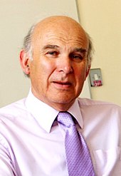 Vince Cable United Kingdom Business Secretary (2010-2015) in charge of implementing the changes resulting from the Browne review VinceCable2.jpg