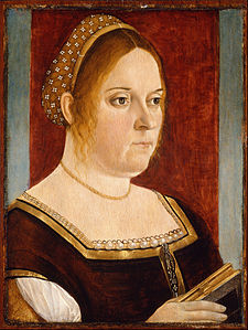 Portrait d'une dame avec un livre, vers 1495, 39,3 × 28,8 cm, huile sur panneau, Musée d'art de Denver, Colorado.