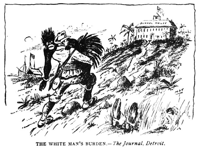 The White Man's Burden: civilising the unwilling savage. (Detroit Journal, 1898)