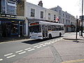 Wightbus 5862 (HW54 DCE), a Dennis Dart SLF/Plaxton Pointer 2 MPD, at the bus stop in the High Street, Ventnor, Isle of Wight on the Rail Link route 16 service.