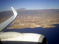 Detalle del winglet de un Boeing 737-800 de la aerolínea Ryanair, con el Teide al fondo.