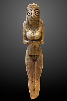 Mortuary figurine of a woman; 4400–4000 BC; crocodile bone; height: 8.7 cm; Louvre