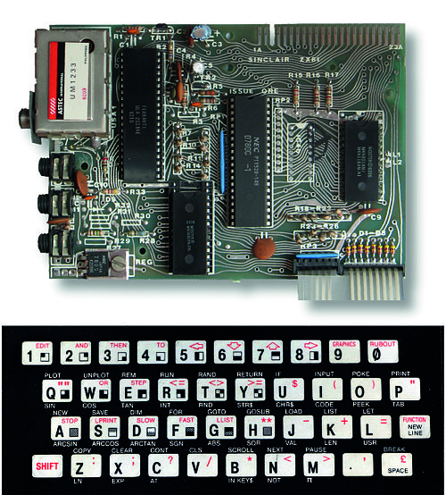 Hauptplatine und Folientastatur des Sinclair ZX81 Sinclair ZX81