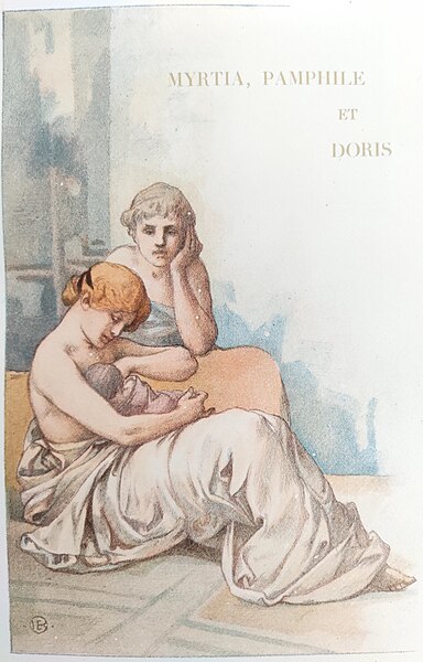 File:Émile Berchmans - Dialogues des courtisanes 2. Frontispice Myrtia, Pamphile et Doris.jpg