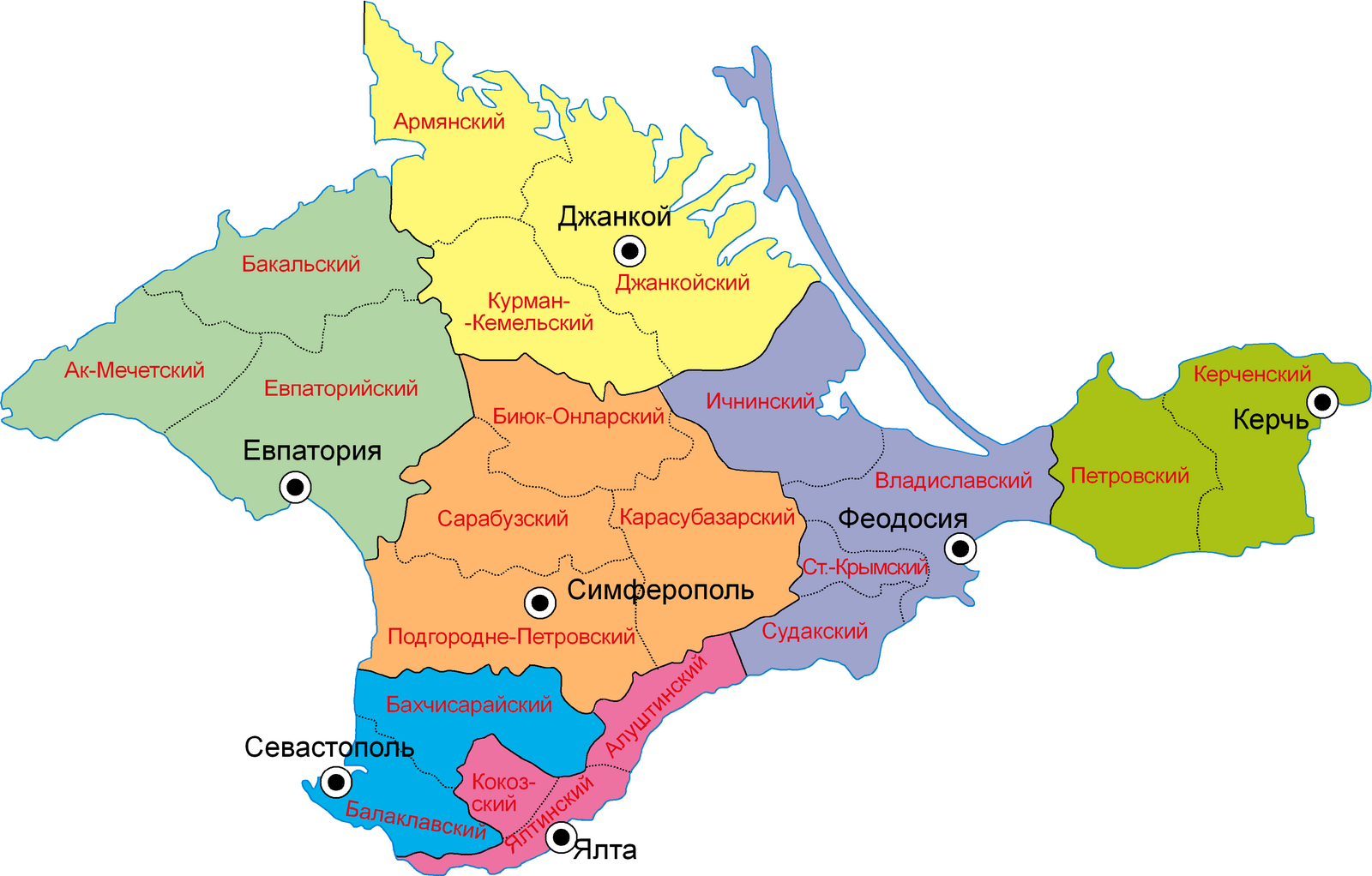 Городские округа крыма. Административно-территориальное деление Крыма. Карта административно территориального деления Крыма. Административная карта Крыма. Карта Крыма административно территориального деления Крыма.