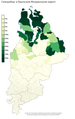 Расселение самодийцев в Уральском федеральном округе по городским и сельским поселениям в %, перепись 2010 г.