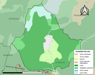 Barevná mapa znázorňující využití půdy.