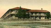 Built in 1836, the Vallejo Adobe at Rancho Petaluma was the largest privately owned adobe in California. 06824-Petaluma-1905-The Old Adobe Fort-Bruck & Sohn Kunstverlag (cropped).jpg