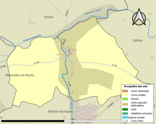 Barevná mapa znázorňující využití půdy.