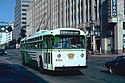 1987 SF Historic Trolley Festival - 1950 Muni trolley coach 776 on route 8, on Market St at 10th.jpg