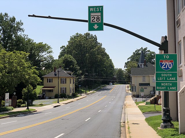 MD 28 westbound in downtown Rockville