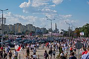 English: Protest rally against Lukashenko, 16 August. Minsk, Belarus Беларуская: Пратэстны мітынг супраць Лукашэнкі 16 жніўня 2020. Мінск, Беларусь Русский: Протестный митинг против Лукашенко 16 августа 2020 года. Минск, Беларусь