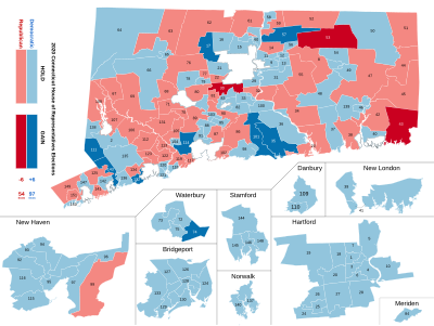 2020 Connecticut House of Representatives Election, changes.svg