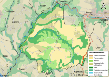 Barevná mapa znázorňující využití půdy.