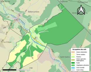 Barevná mapa znázorňující využití půdy.