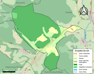 Carte en couleurs présentant l'occupation des sols.