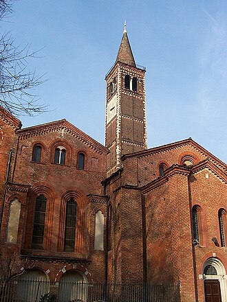 The Basilica of Sant'Eustorgio, now part of the Porta Ticinese district of Milan, formerly in Corpi Santi; according to the legend, it was built to preserve the bodies of the Magi 901MilanoSEustorgio.JPG