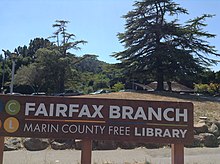 A sign for the Fairfax branch of the Marin County Library system A sign for the Fairfax branch of the Marin County Library system.jpg