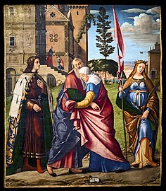 Incontro di Gioacchino e Anna con san Luigi IX e santa Libera di Carpaccio