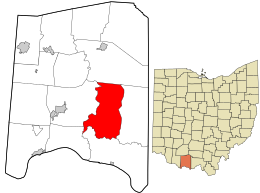 Расположение в округе Адамс и штате Огайо. 