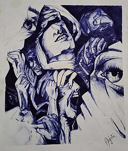 This artwork captures the psychological pain of men, who are often overlooked when it comes to discussions of mental health. While men are traditionally seen as strong and stoic, they too experience stress, anxiety, and depression. It is time to check reality and acknowledge that men also need mental health support.