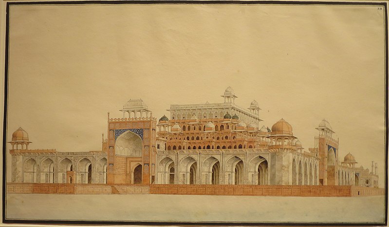 File:Akbar's Tomb at Sikandra by Sheikh Latif, c. 1810-1820, watercolor .JPG