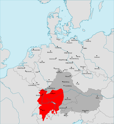 Alemannic German language map