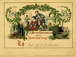 A 19th-century American Christmas card American Christmas card 1850.jpg