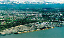 Aerial view of the Port of Anchorage on Cook Inlet in 1999